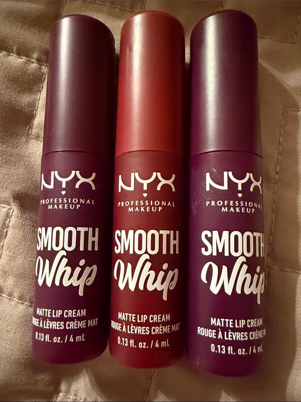 3 new NYX Smooth Whip Matte Lip Cream 2 Berry Bed Sheets and 1 Velvet Robe NWT